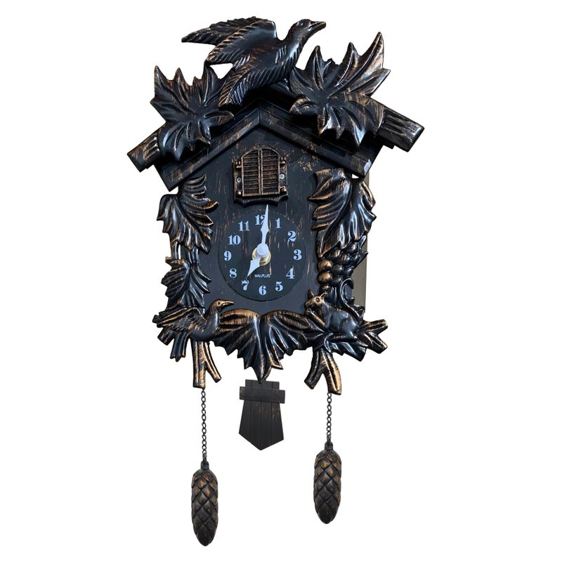 WALPLUS Chiming Classic Black Cuckoo Wall Clock Hanging Bird Clock Home Decor Christmas Clock Gifts - Image 1